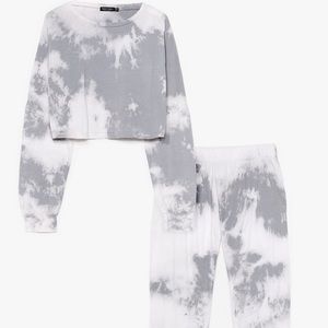 Grey tie dye sweatshirt and jogger set